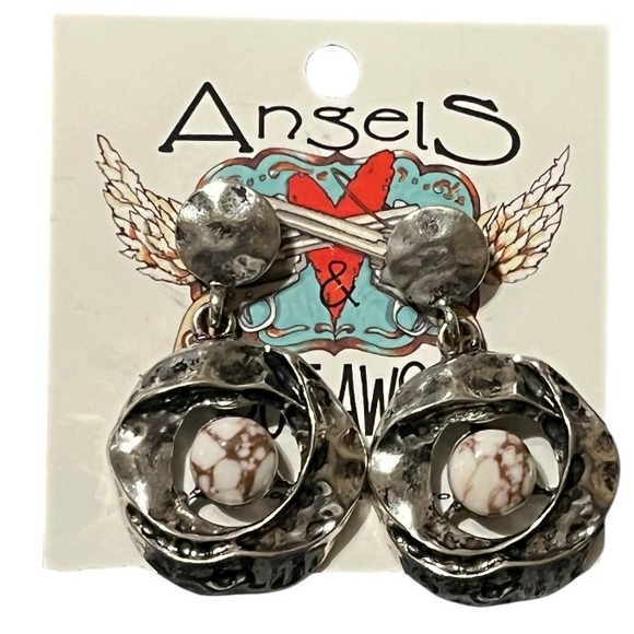 Jewelry - Metal White Marble Dangle Earrings